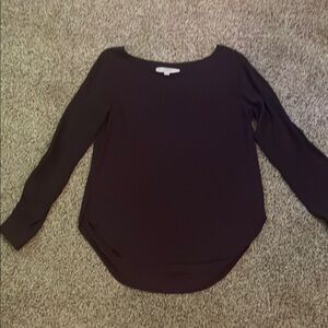 LOFT Purple Fitted Long Sleeve Blouse